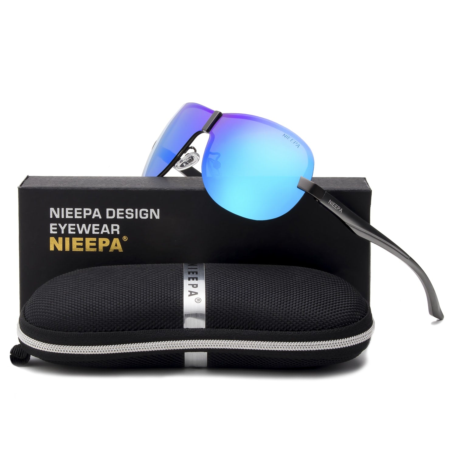 NIEEPA Men Polarized Sunglasses Fashion Brand Rimless Driving