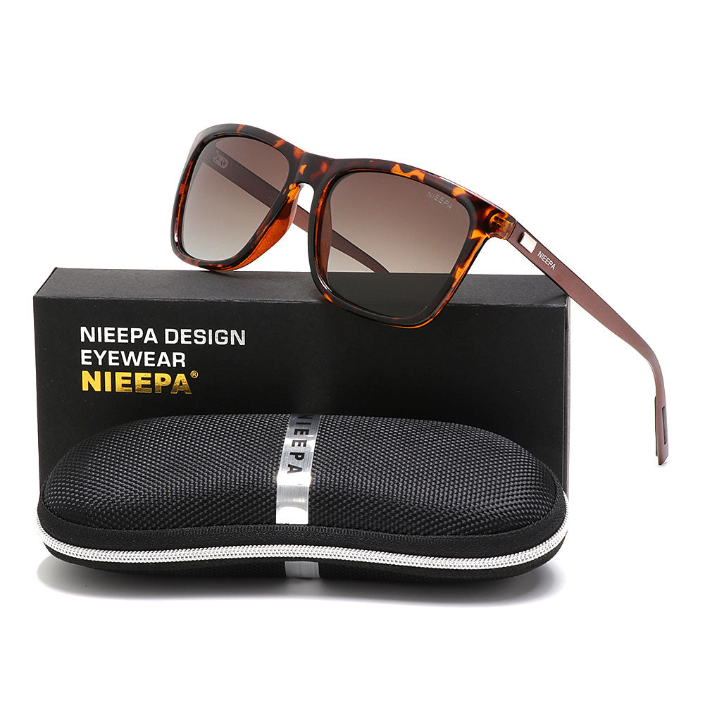 NIEEPA Square Polarized Sunglasses Aluminum Magnesium Temple Retro Dri –  NIEEPA Sunglasses Store