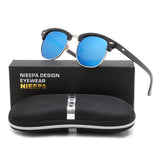 NIEEPA Semi Rimless Polarized Sunglasses Classic Brand Sun Glasses With Metal Retro Rivets