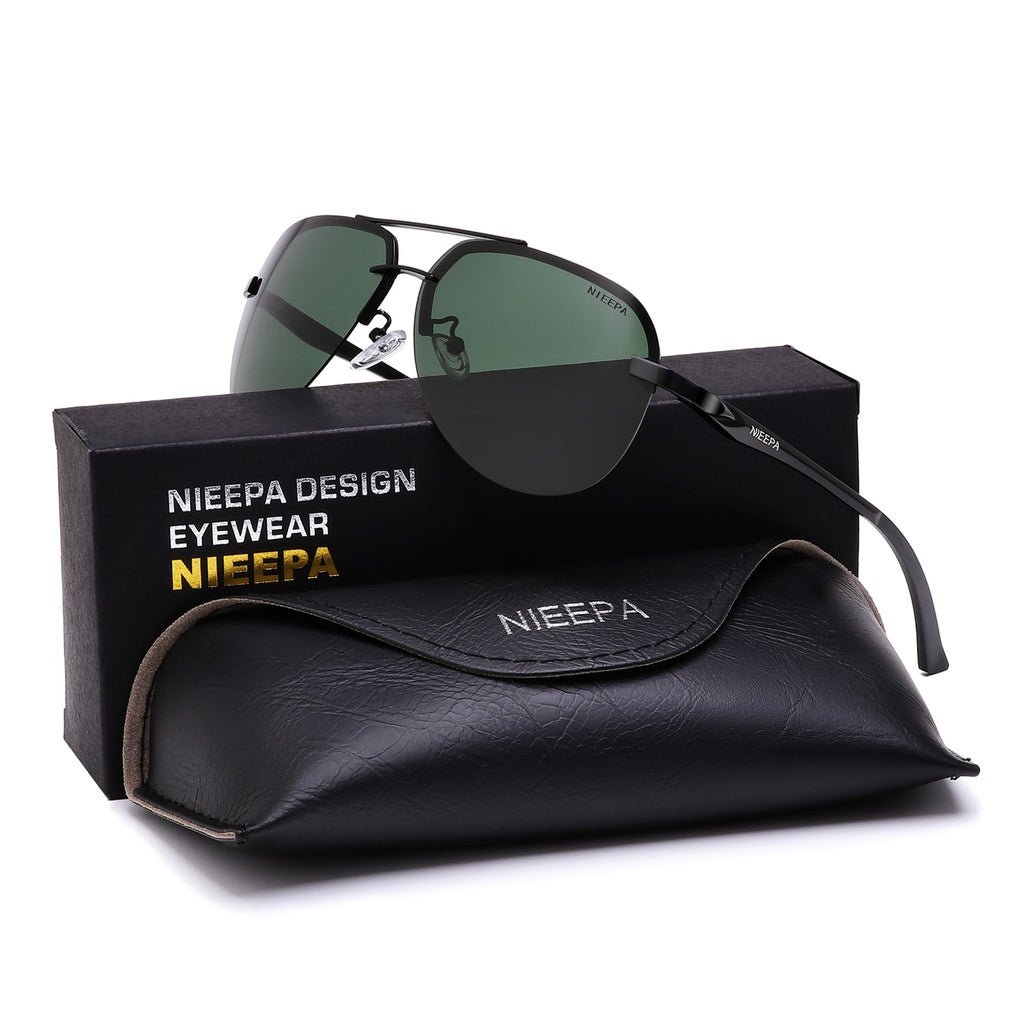 NIEEPA Polarized Aviator Sunglasses For Men Women Half Frame Spring Hi –  NIEEPA Sunglasses Store